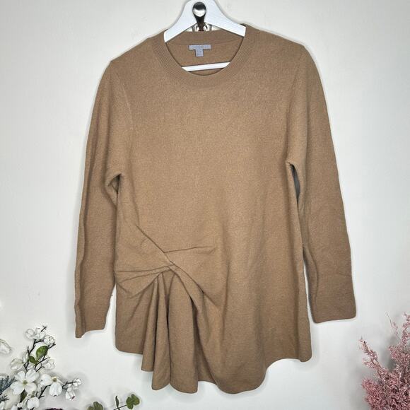 COS Drape Front Merino Wool Sweater Tan Camel Neutral {VV39} - Picture 2 of 5